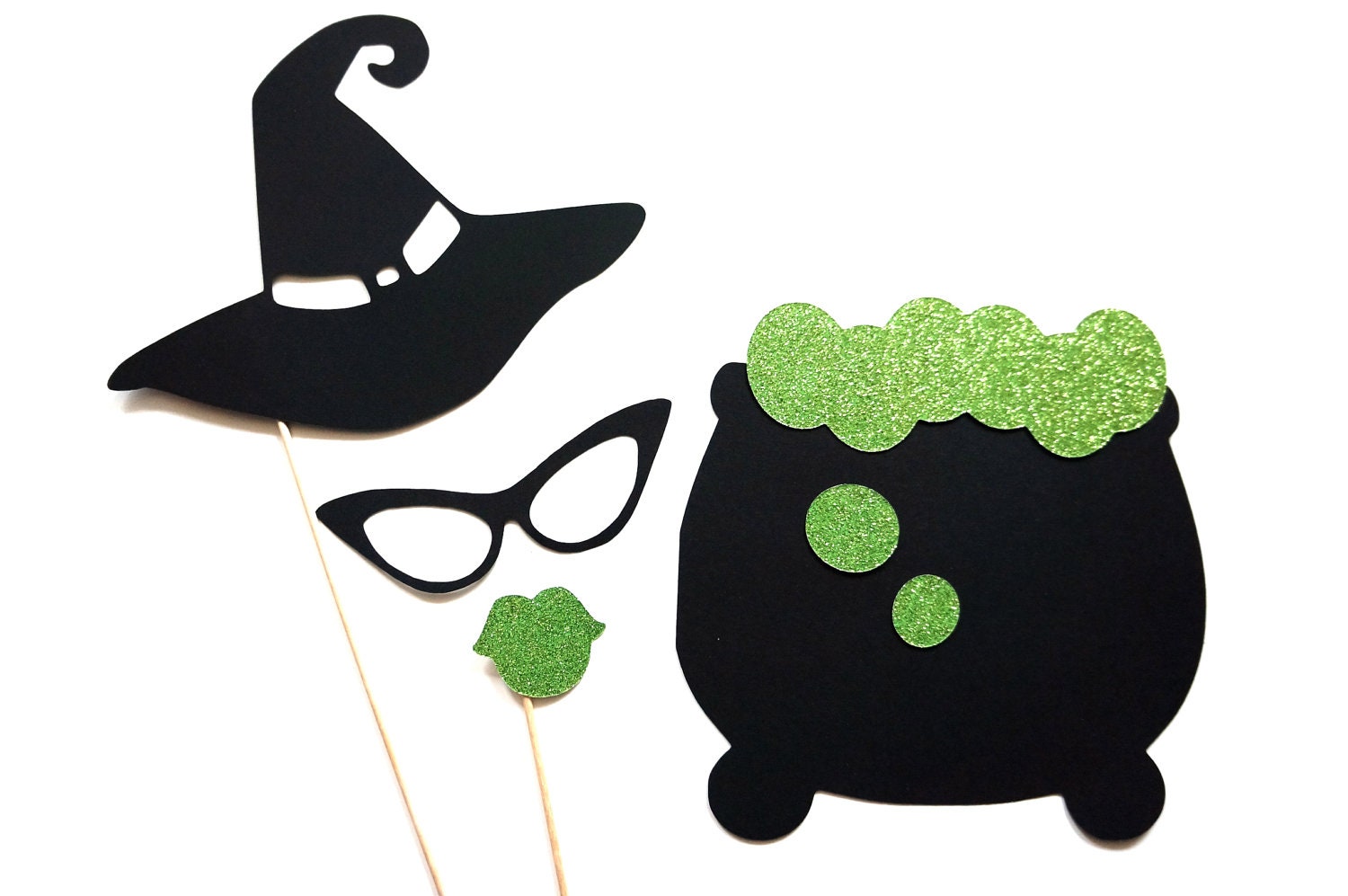 Photo Booth Props 4 piece set Halloween GLITTER by TheManicMoose