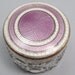 1910s Edwardian Art Deco Silver Guilloche Enamel & Crystal Pill Ring Box Purple Downton Abbey Boudoir