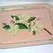 Vintage 50s 60s metal floral tray / Apple Blossom flowers / shabby cottage chic / wall decor / garden serving