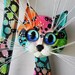 Cat art wall decor sculpture with whimsical bird