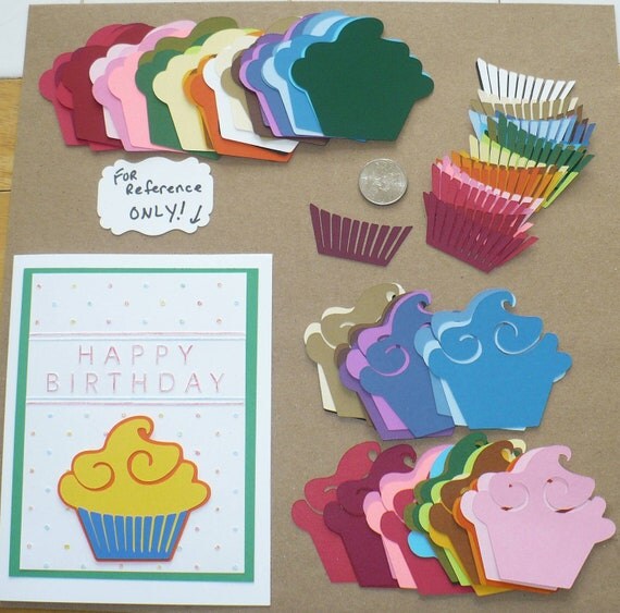 Cupcake Die Cut pieces made from Rainbow color cardstock