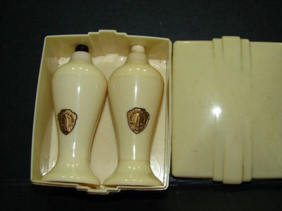 1940's ART DECO Salt & Pepper Set in Box Empire State Building NY Unused