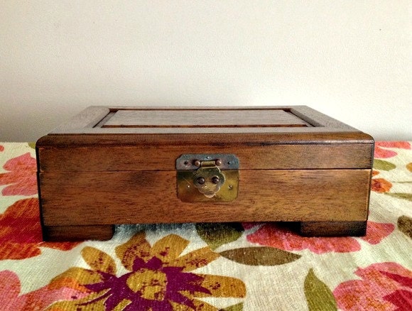 Vintage Wooden Jewelry Music Box Schmid Bros Storage