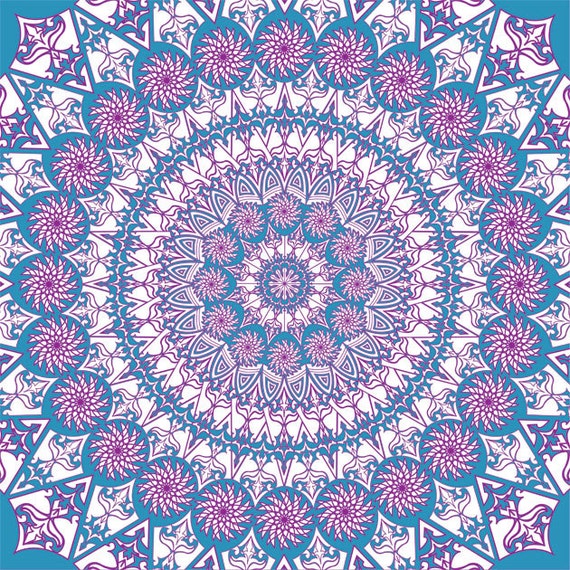 Purple Blue Mandala Blue Purple Kaleidoscope Detailed