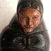Vintage Wood Sculpture "Mara" , La Paz Bolivia, 1978. Mother and Child