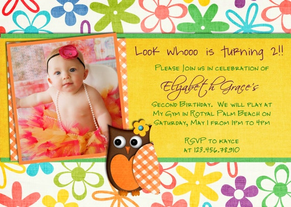 Owl Birthday Invitation - Spring Girl Owl Printable File Il_570xn