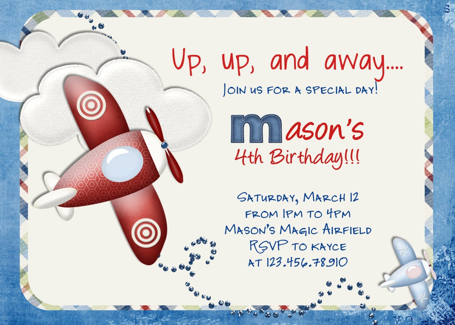 Airplane Birthday Invitation Template Free