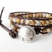 Hipster fashion leather wrap bracelet, native american, earthy semi precious crazy lace agate, southwestern, sundance, boho chic