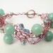 Crochet Wire and Jade Glass Bead Bracelet