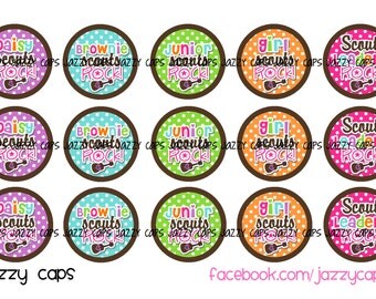 Girl Scout Polka Dot-- 1" digital bottle cap sheet INSTANT DOWNLOAD
