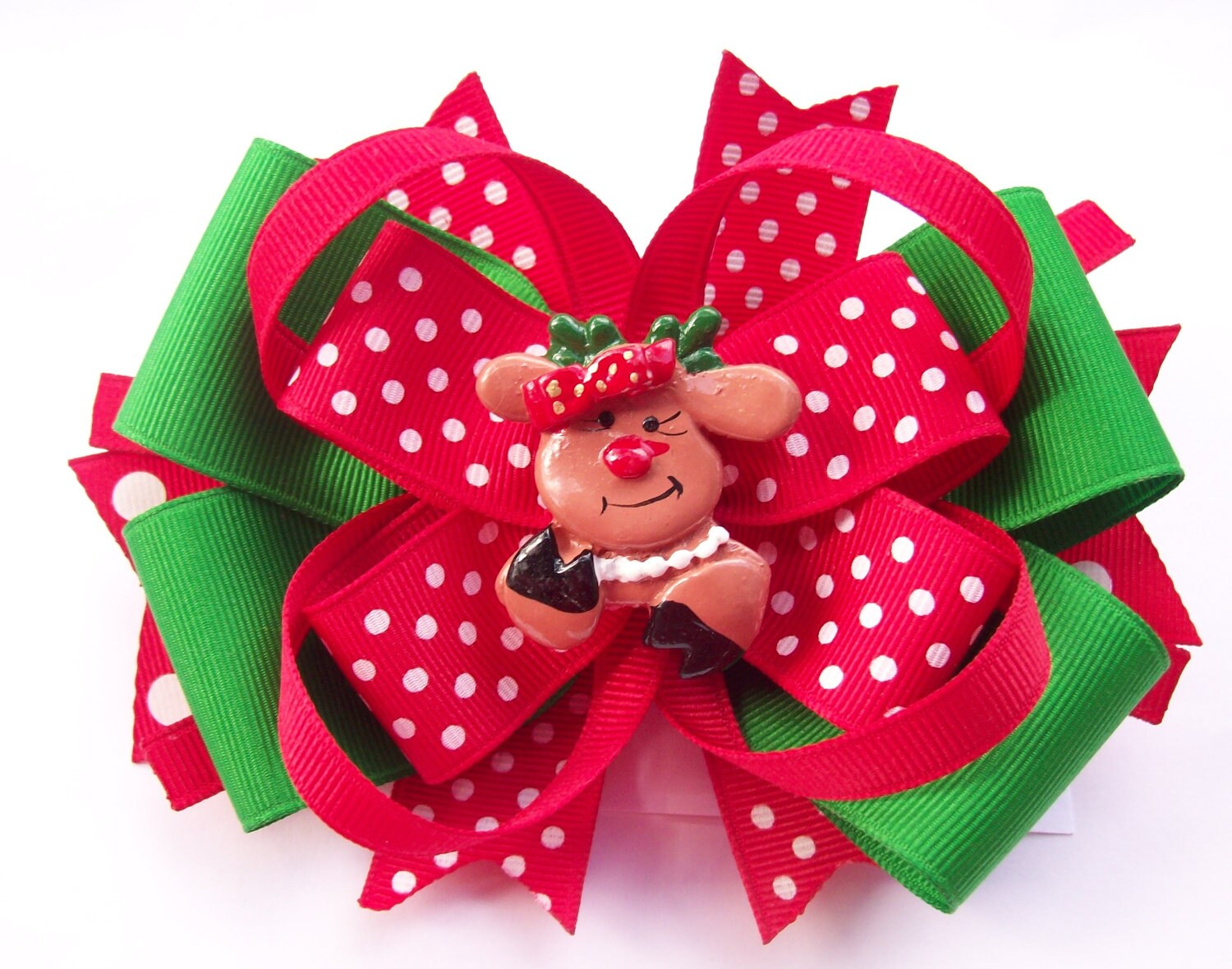 Christmas Hair Bow Boutique Style Reindeer Christmas Hair