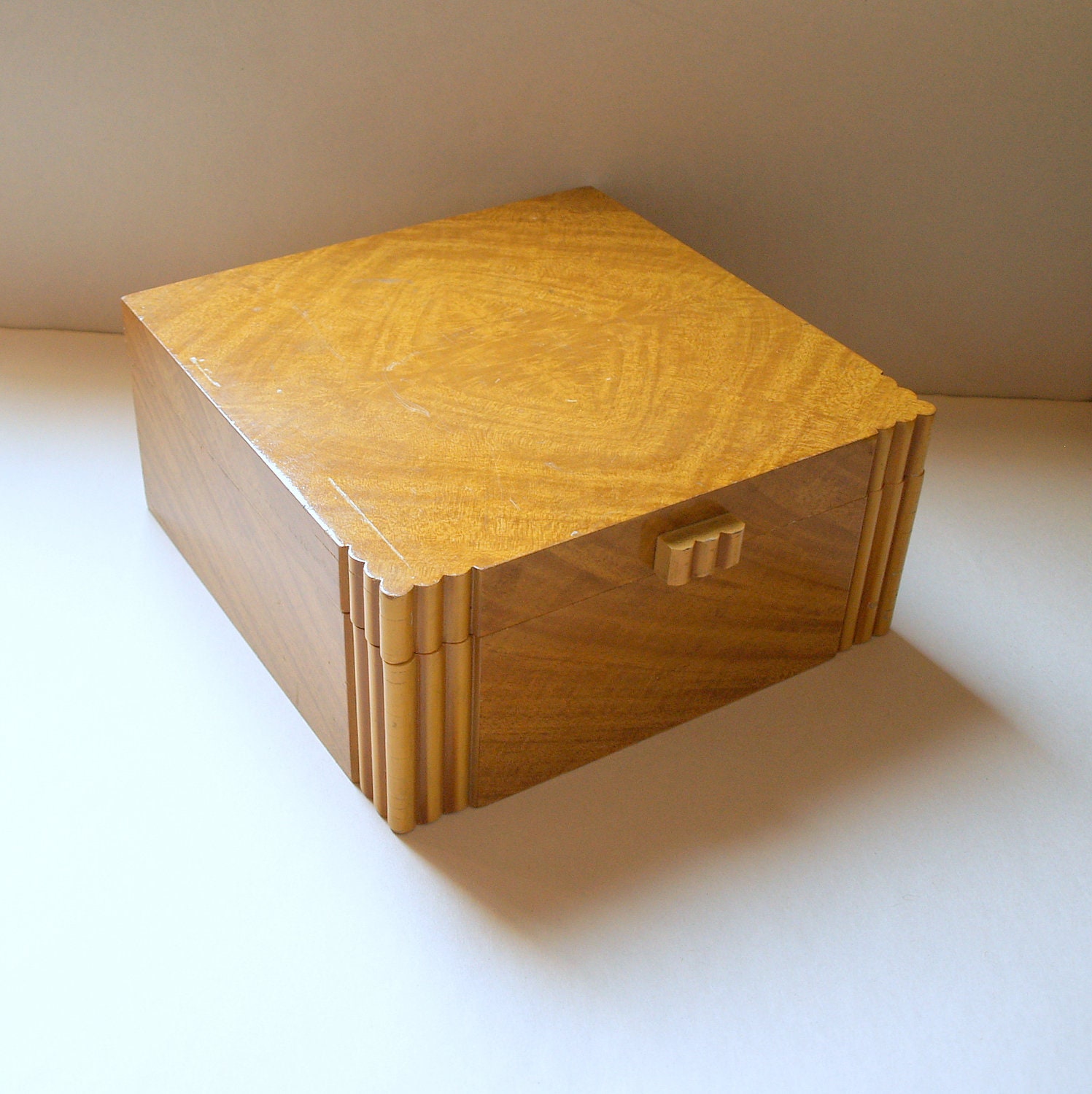 ROARING 20s ART DECO Wooden Jewelry Box Large by ACESFINDSVINTAGE