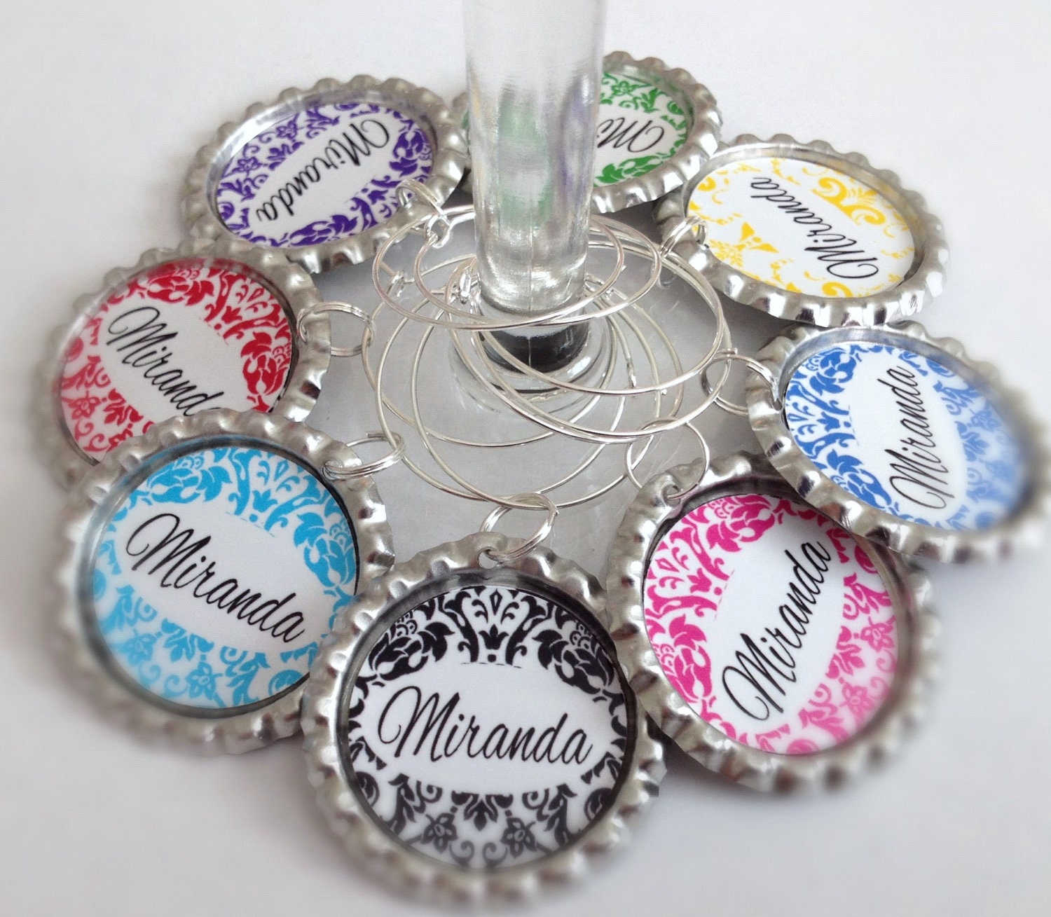 Wine Charms Personalized Custom Name Color Party by dylivingston
