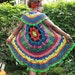 Crochet gaucho / poncho Colourful cotton yarn handmade ooak : Rainbow Delight