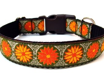 Fall Dog Collar 1" Fall Flower Dog Collar