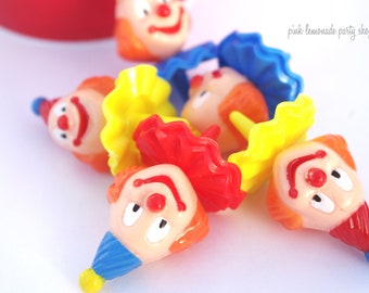 ReTRo CLoWn Cupcake Picks--12 count--Carnival party--Circus Theme---