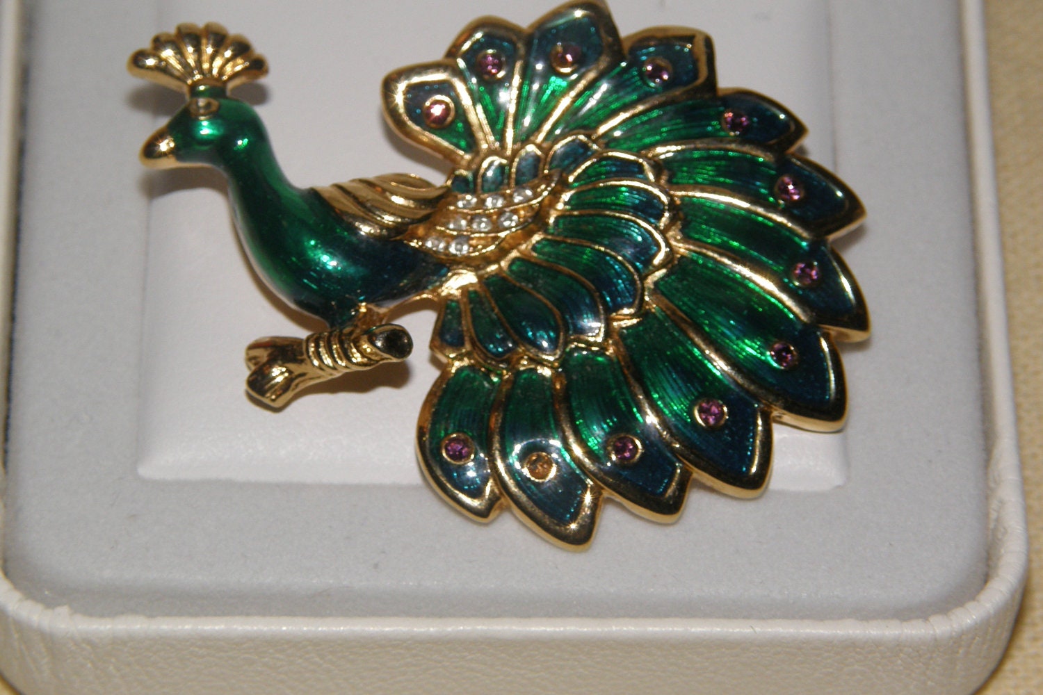 Goldtone And Enamel Peacock By Swarovsky By Lovealots On Etsy 9190