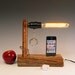 iPhone, iPod dock AND table lamp. iPhone 3, 4, 5. Recycled wood. Copper. Steam punk. Industrial. 231