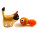 SALE - Orange and Green Striped Wool Fish Catnip Cat Toy