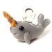 RESERVED - Happy Little Narwhal Pendant - Grey Glass Necklace