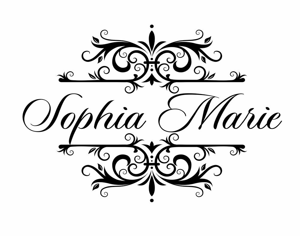 Personalized Name Vinyl Wall Decal Shabby Chic Damask by wallartsy