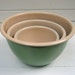 Jadeite Green and Cream Enamelware Vtg Nesting Mixing Bowl Set