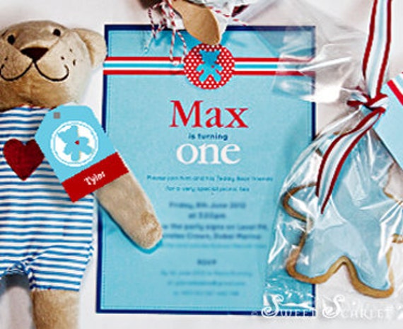 TEDDY Bears Picnic Birthday Invitation - 1st Birthday - Personalized 7x5, Print your own Il_570xn