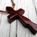 African Paduak - Rustic - Hand Carved Cross - Mens Jewelry