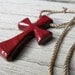 Wood Cross Necklace - Brazilian Purpleheart - Mens Jewelry