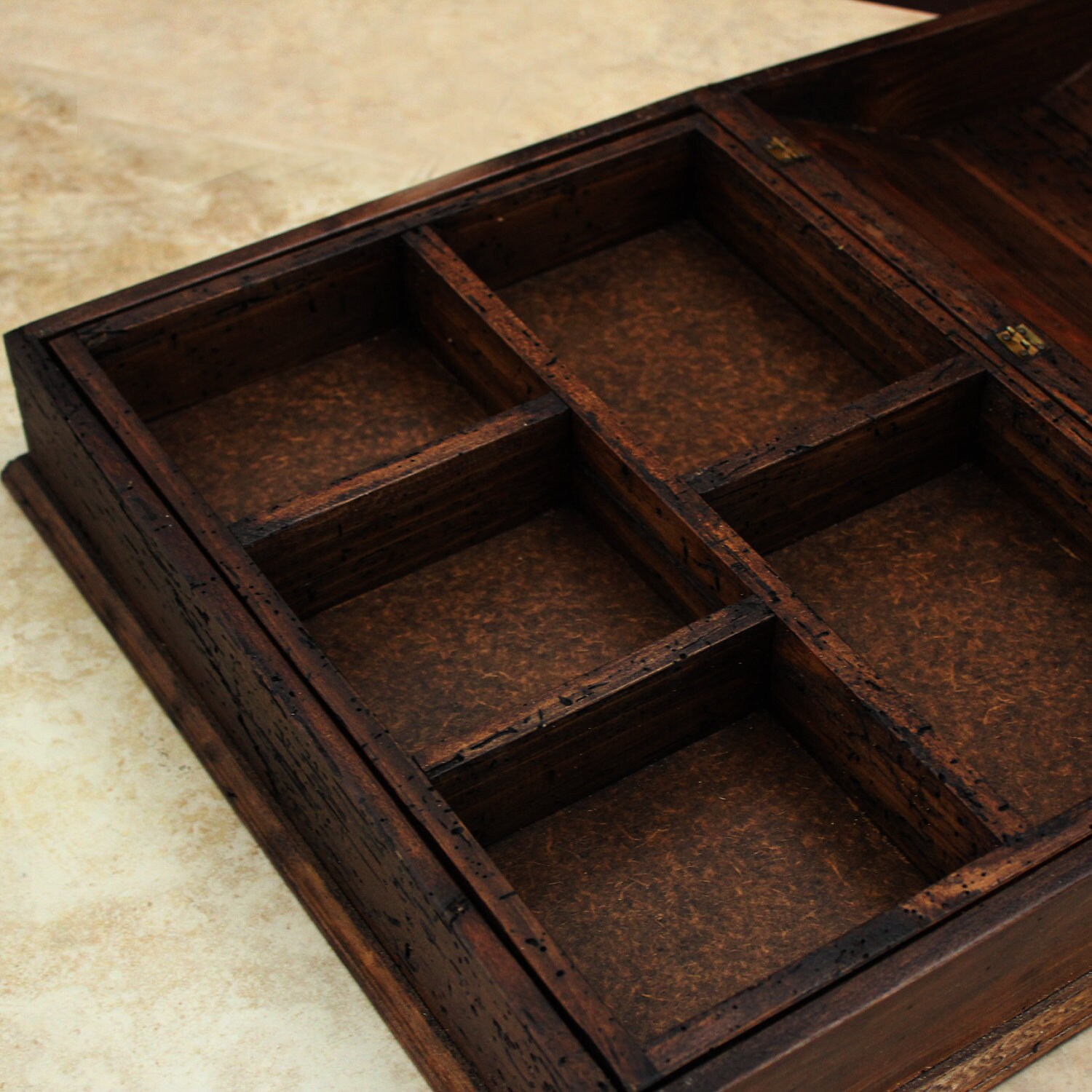 Personalized Rustic Jewelry Box with removable tray and secret