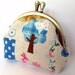 Small Coin purse Kawaii Neutral Turquoise blue Woodland Patchwork Zakka Clasp Kiss lock Change purse Frame purse