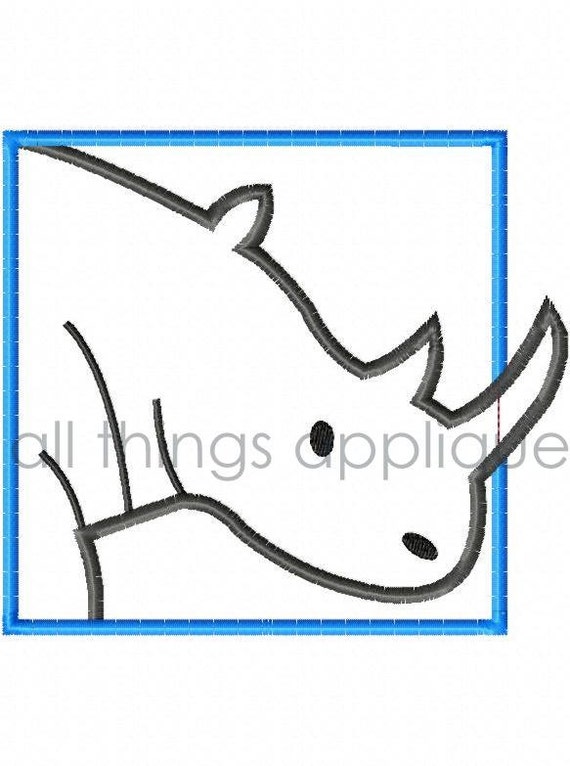 Items similar to Rhino Patch Machine Embroidery Applique Design