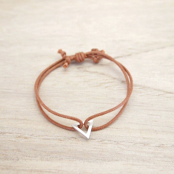Items similar to Classic leather friendship bracelet. Triangle. on Etsy