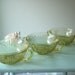Three Amber or Yellow Sharon aka Cabbage Rose Two Handled Vintage Dessert Bowls
