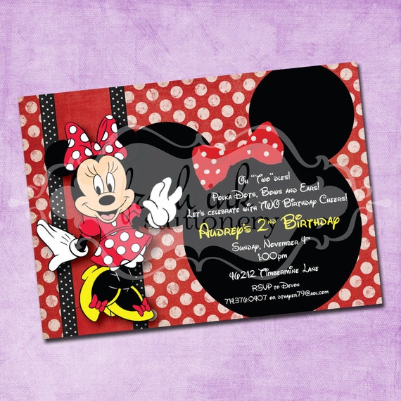 Red Polka Dot Minnie Mouse Birthday Invitation