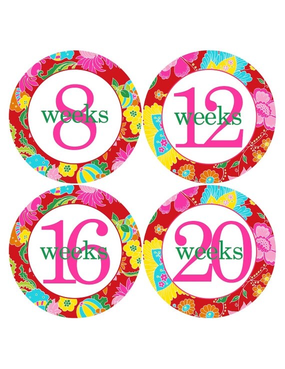 Items similar to Maternity Stickers in Bright Red Floral Design ...