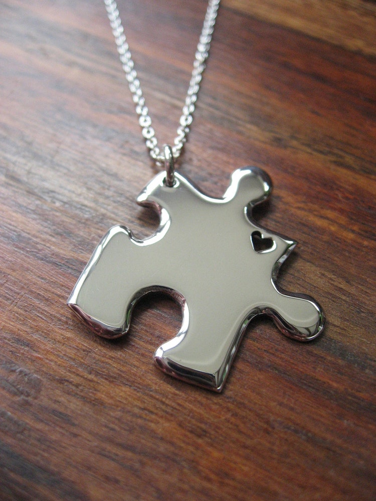 Silver Puzzle Heart Pendant Necklace by GorjessJewellery on Etsy