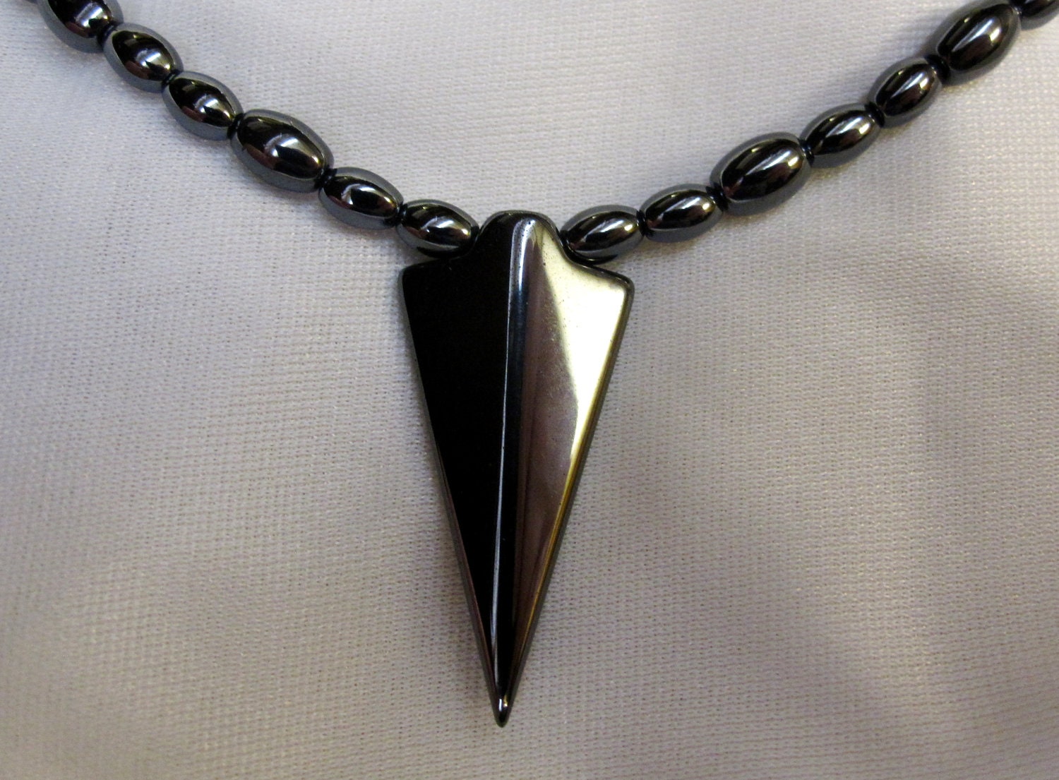 Mens Bold Hematite Arrowhead Necklace 18 by SimplyElegntNecklass