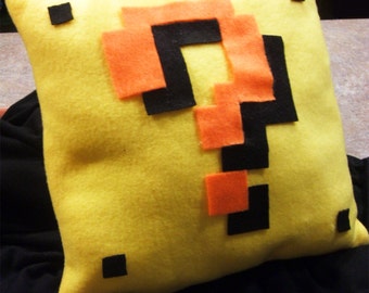 Super Mario Question Mark Block Pillow: 8-bit