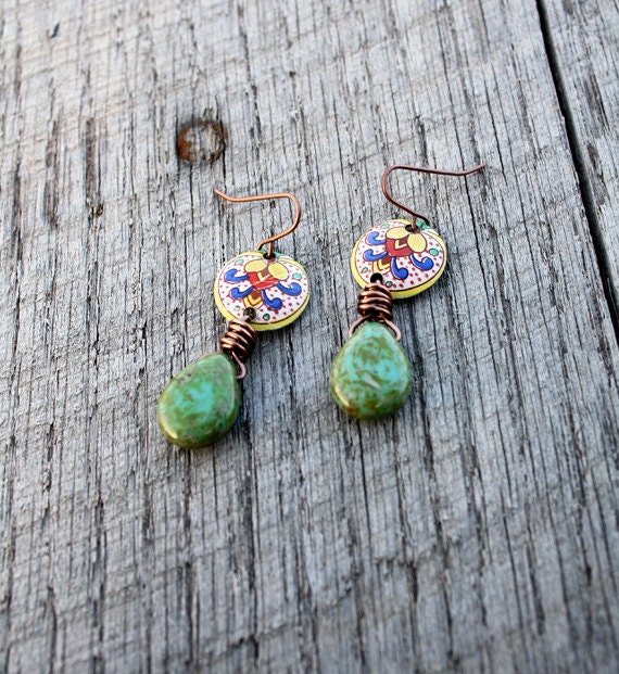 Naples Earrings Vintage Tin Jewelry Handmade Upcycled