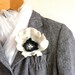 Felted flower pin brooch - white black orchid - felt flower - wedding flower