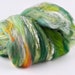 Spinning Wool - Fiber Art Batt - Mixed Fibers - Green Ocean Wave - by WoolWench