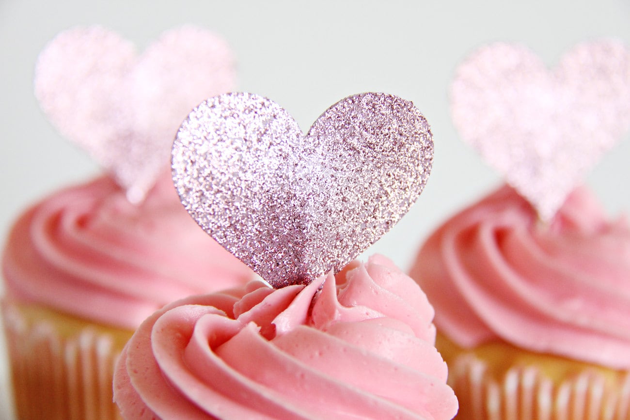 Wedding Cupcake Toppers Heart Shaped Cupcake toppers