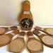 Vintage Wood Bowling Pin Coaster Set Complete