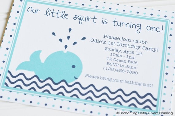 WHALE Invitation Instant Download- INSTANT DOWNLOAD diy/Customize Editable in Adobe Reader Il_570xn