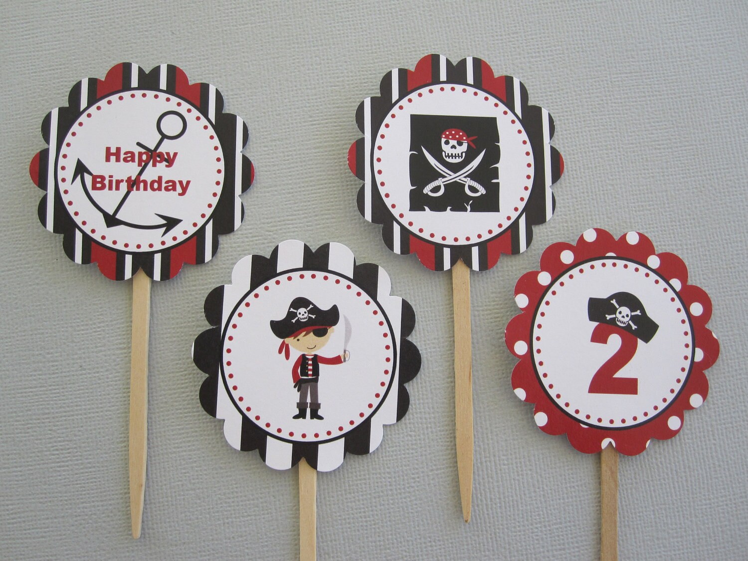 12 Pirate Cupcake Toppers Personalized