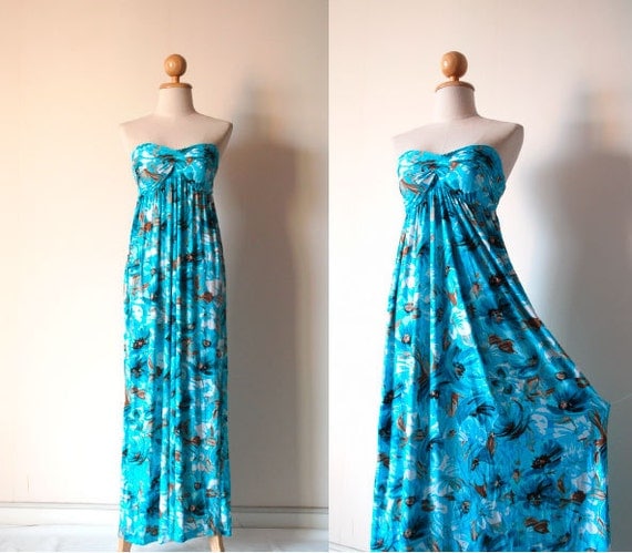 Gorgeous Summer Blue Floral Maxi Dress