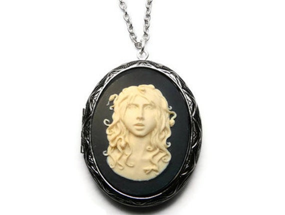 Medusa Cameo Locket Necklace Gothic Jewelry Greek Goddess by missbohemia