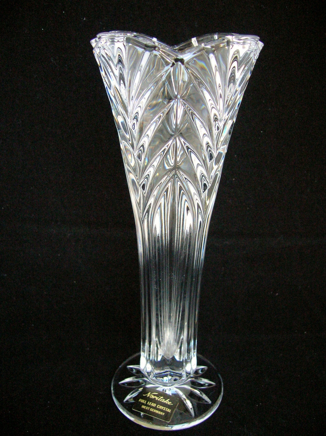 Noritake Full Lead Crystal Vase Beautiful West German Glass
