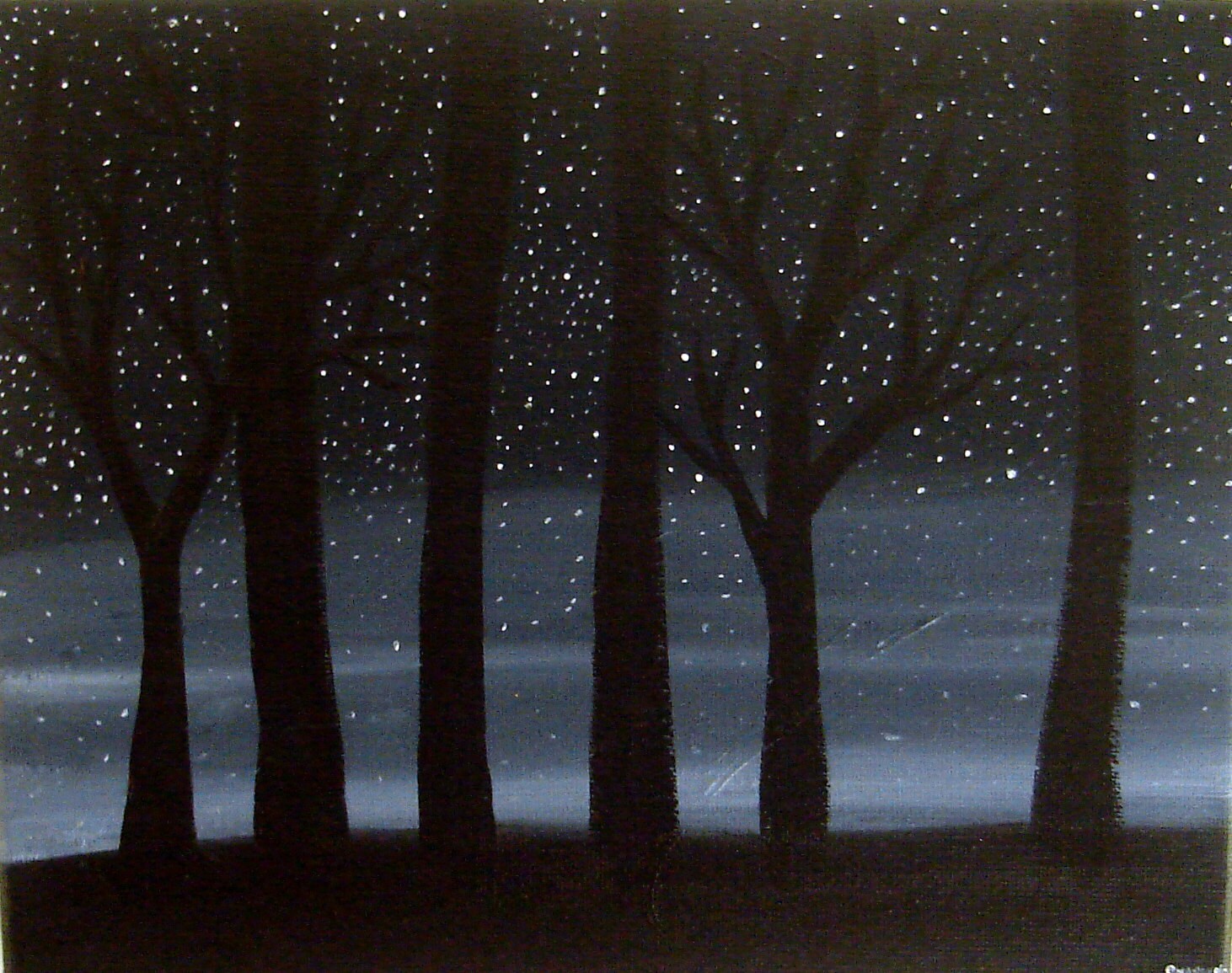 Starry Night in the Forest Night Sky Painting Forest
